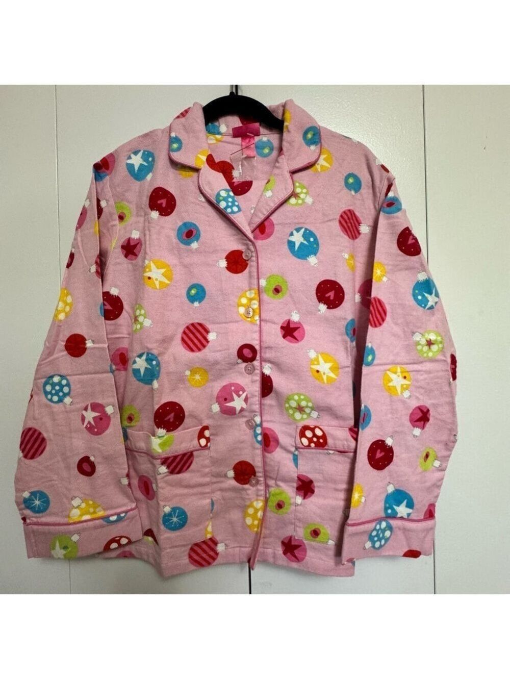 La SENZA Pink Pajama Top with Colorful Patterns Christmas Medium - Picture 2 of 11